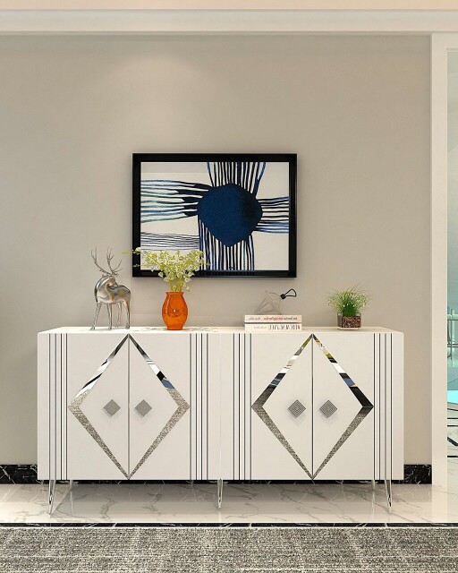 Consola, Olivia, Domino KB150, 150x75x35 cm, PAL , Alb / Argintiu