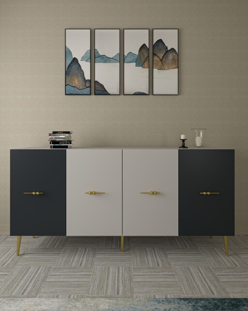 Consola, Olivia, Loop KB150, 150x75x35 cm, PAL , Alb / Antracit