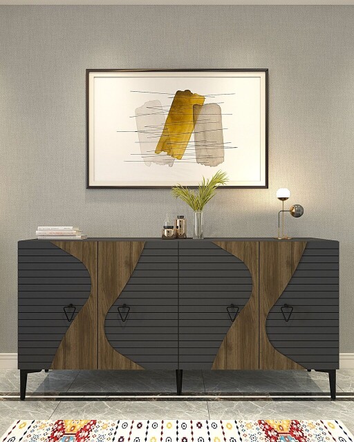 Consola, Olivia, Genus KB150, 150x75x35 cm, PAL , Antracit / Nuc