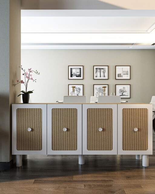 Consola, Chalmette, Rosalinda KB150, 150x75x35 cm, PAL , Stejar Safir / Hazeran