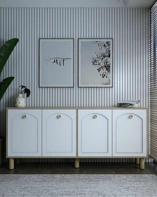 Consola, Olivia, Simple KX180 Bohem, 180x78 cm, PAL , Stejar Safir / Alb