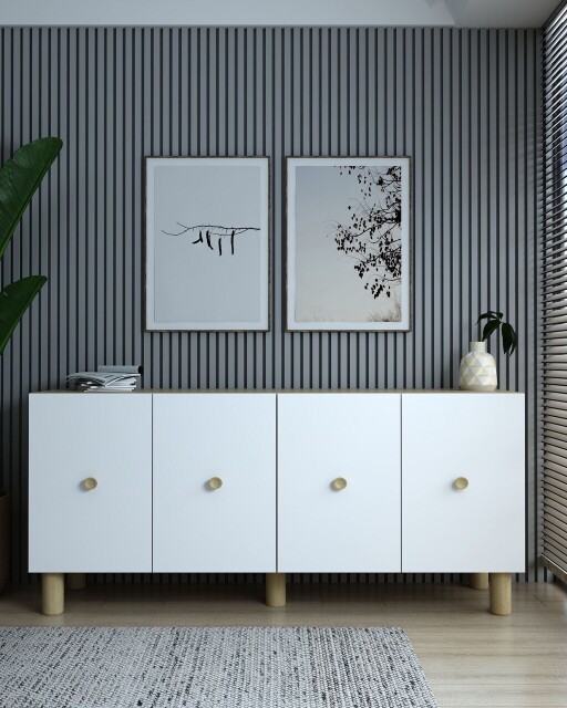 Consola, Olivia, Mono KB150 Bohem, 150x75x35 cm, PAL , Stejar Safir / Alb