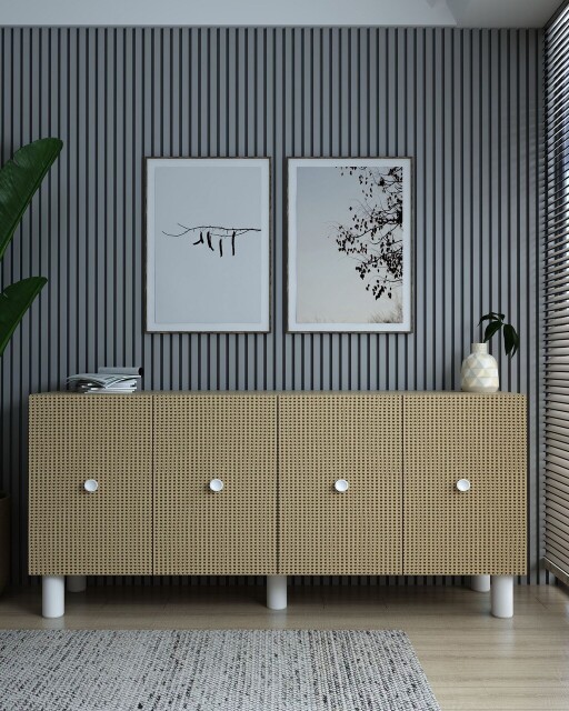 Consola, Chalmette, Mono KB150 Bohem, 150x75x35 cm, PAL , Stejar Safir / Hazeran