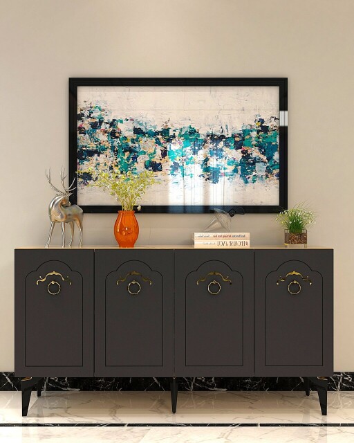 Consola, Olivia, Violet, 150x75x35 cm, PAL , Stejar safir / Antracit