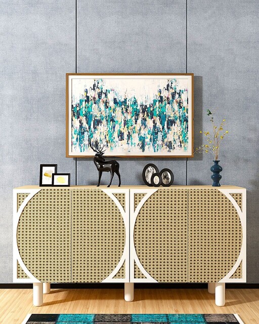 Consola, Chalmette, Wilder Bohem, 150x75x35 cm, PAL , Stejar Safir / Hazeran