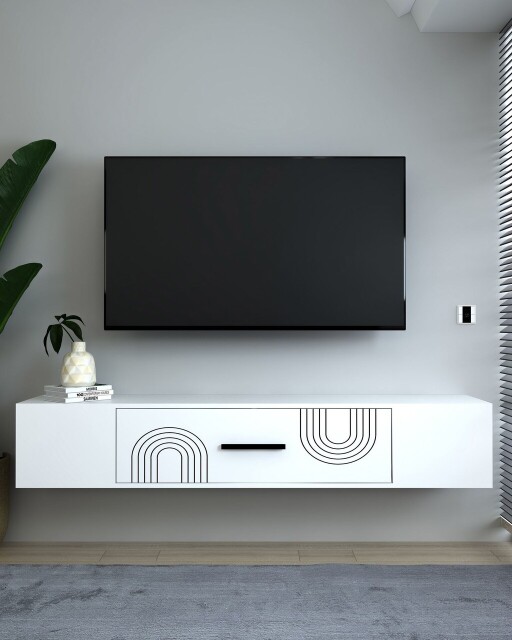Comoda TV, Olivia, Kodaks L2, 150x33 cm, PAL , Alb