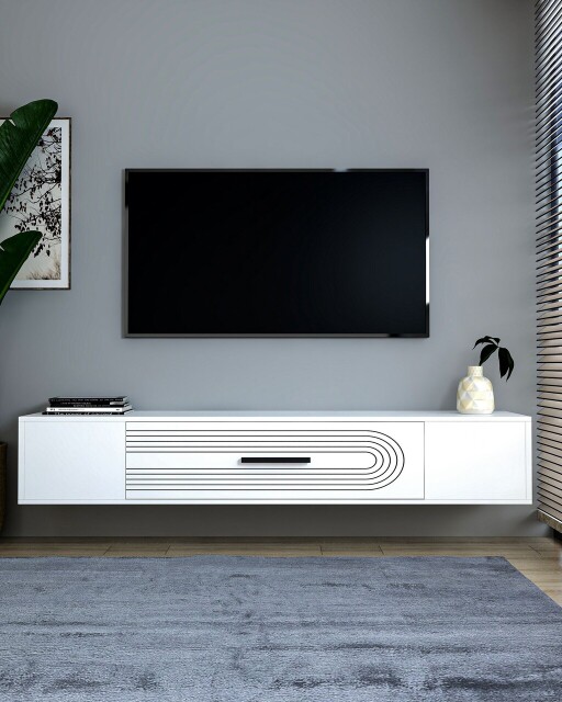 Comoda TV, Olivia, Kodaks L3, 150x33 cm, PAL , Alb