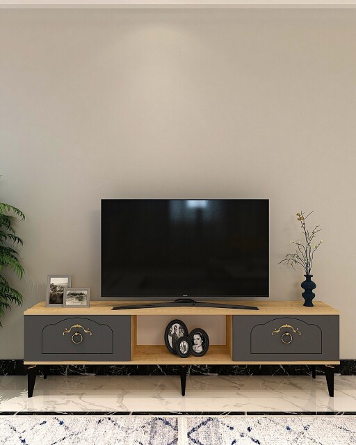 Comoda TV, Olivia, Violet, 150x44 cm, PAL , Stejar safir / Antracit