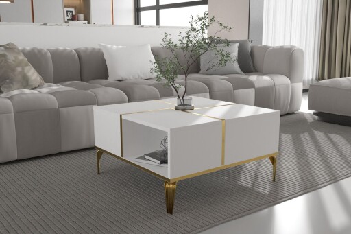 Masuta de cafea, Coraline, Nirvana, PAL, Alb/Auriu