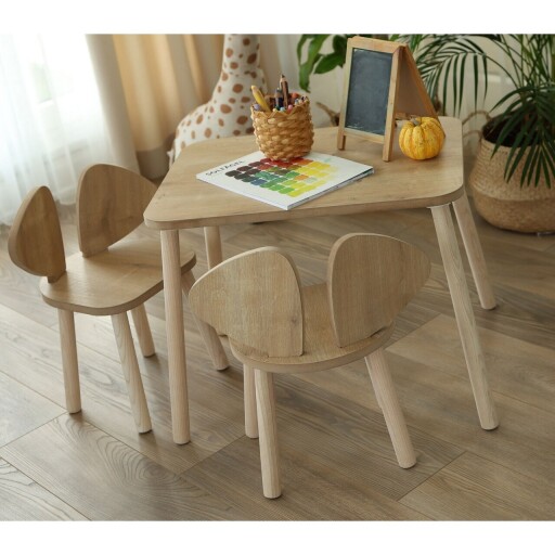 Set masa si scaun pentru copii, Bambini, Mickey Two Chair Set, MDF , Maro