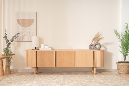 Comoda TV, Alfa Design, Lugias, 180x50x40 cm, MDF , Fag