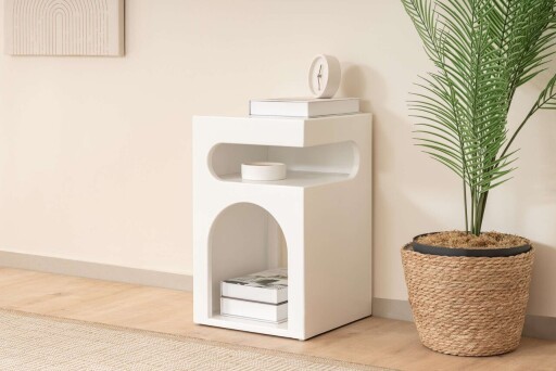 Noptiera, Alfa Design, Turtle, 35x55x35 cm, 100% MDF lacuit, Alb