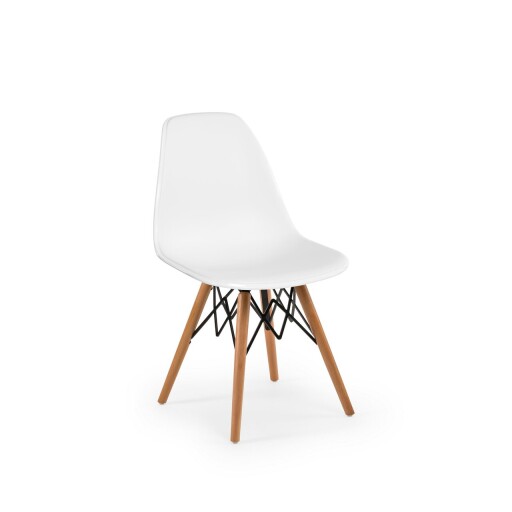 Set scaune 2 piese, Tilia, Eos-V, 100% polipropilena / baza din lemn, Alb Ivoriu