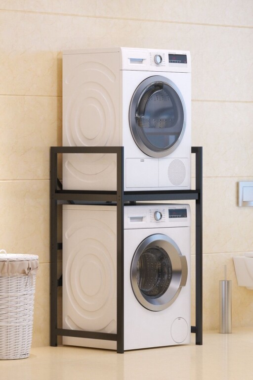 Dulap masina de spalat, Modara, C7, 70x116x60 cm, Metal, Negru