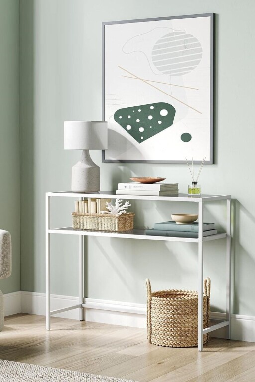 Dulap, Modara, By-4, 90x80x30 cm, Sticla temperata, Alb / Transparent