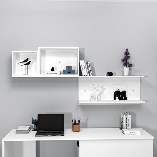 Raft de perete, Arnetti, Akser, 180x80 cm, PAL, Alb