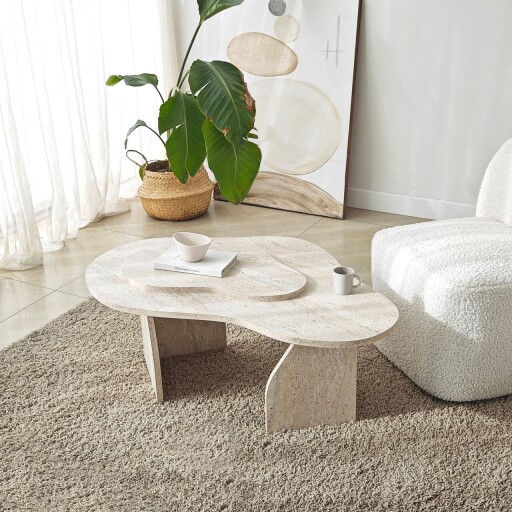 Masuta de cafea, Neostill, Melted, 105x35x65 cm, PAL melaminat, Travertin