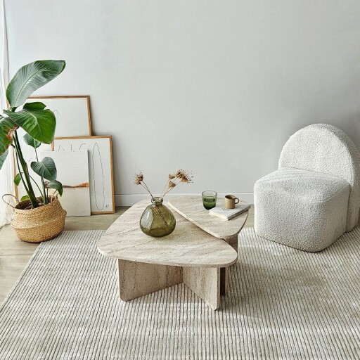 Set masute de cafea, Neostill, Ballare Set, PAL melaminat, Travertin