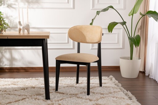 Set scaune 2 piese, Wayland, Lionte, Lemn, Bej/Negru