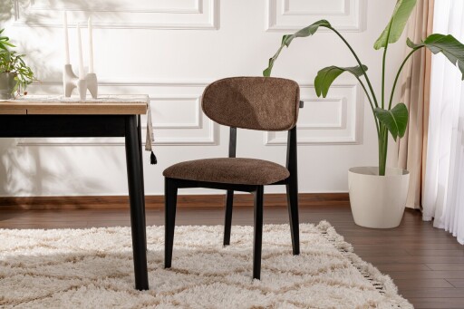 Set scaune 2 piese, Wayland, Lionte, Lemn, Maro / Negru