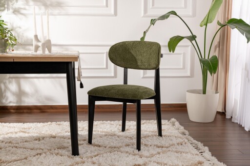 Set scaune 2 piese, Wayland, Lionte, Lemn, Verde/Negru