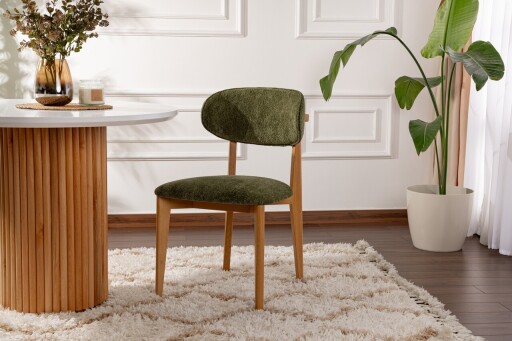 Set scaune 2 piese, Wayland, Lionte, Lemn, Verde / Stejar deschis