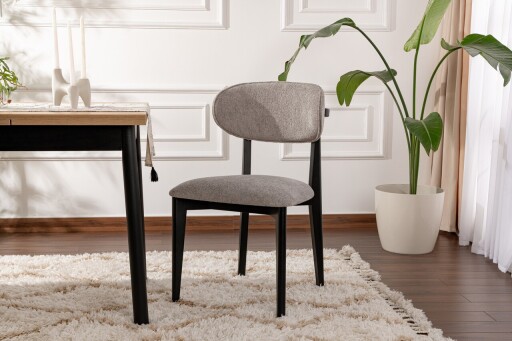 Set scaune 2 piese, Wayland, Lionte, Lemn, Gri/Negru