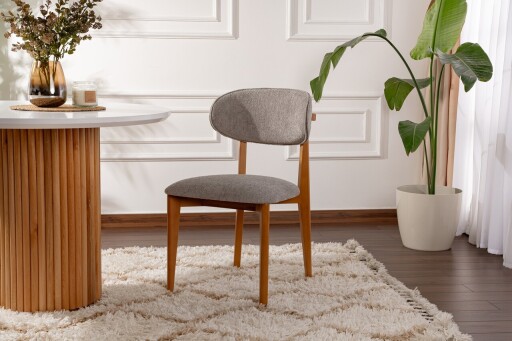 Set scaune 2 piese, Wayland, Lionte, Lemn, Gri / Stejar închis