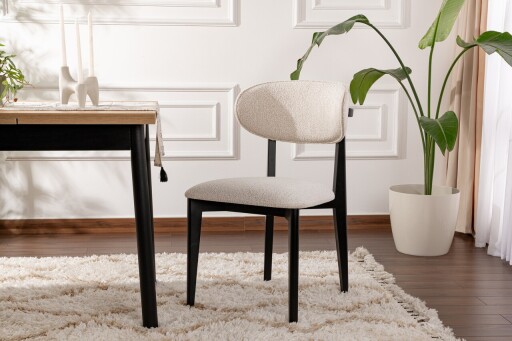 Set scaune 2 piese, Wayland, Lionte, Lemn, Alb/Negru