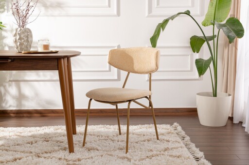 Set scaune 2 piese, Wayland, Nancy, Lemn, Bej / Auriu