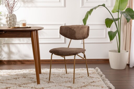 Set scaune 2 piese, Wayland, Nancy, Lemn, Maro / Auriu