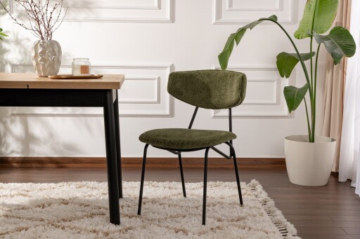 Set scaune 2 piese, Wayland, Nancy, Lemn, Verde/Negru