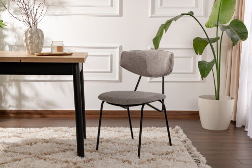 Set scaune 2 piese, Wayland, Nancy, Lemn, Gri/Negru