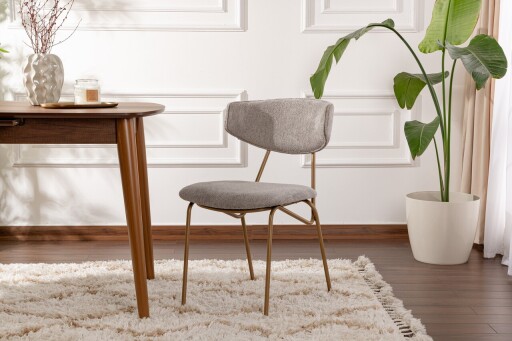 Set scaune 2 piese, Wayland, Nancy, Lemn, Gri / Auriu