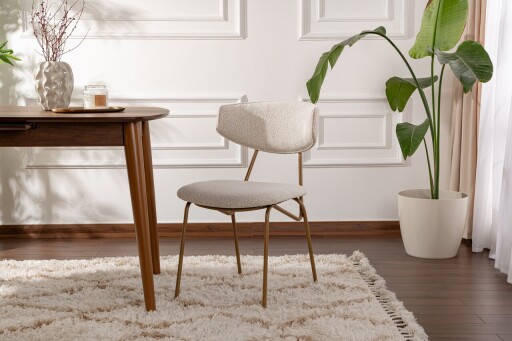 Set scaune 2 piese, Wayland, Nancy, Lemn, Alb/Auriu