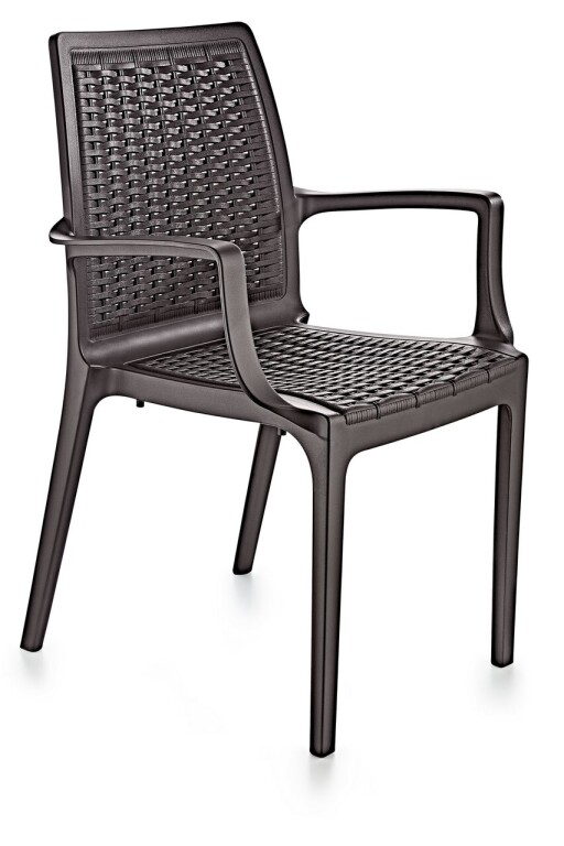 Scaun, Okko, Rattan, 57x85x53 cm, Polipropilena, Maro inchis