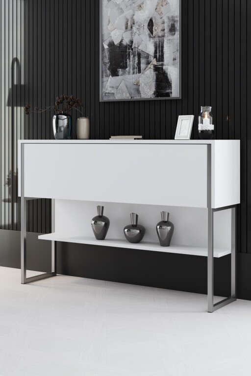 Dulap, Bexley, Luxe, 120x80x30 cm, PAL, Argintiu/Alb