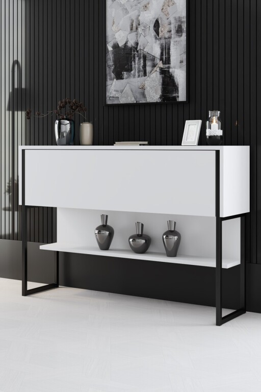 Dulap, Bexley, Luxe, 120x80x30 cm, PAL, Alb/Negru