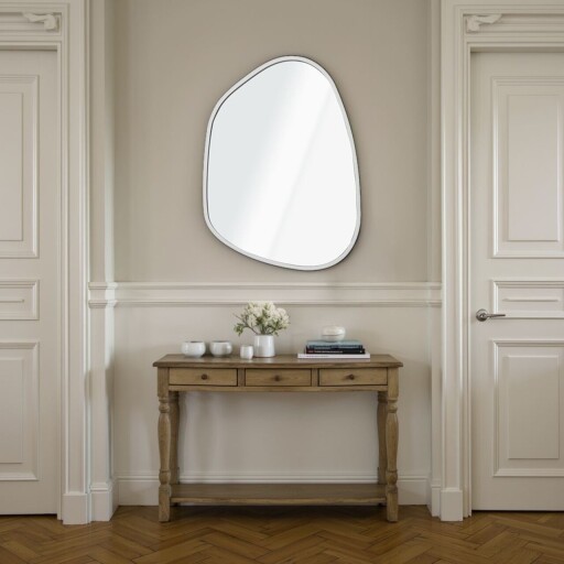 Oglinda decorativa, Lumisfera, Asymmetric Design 50 x 69, 50x69 cm, MDF, Alb