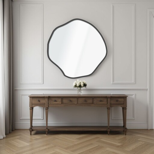 Oglinda decorativa, Lumisfera, Bowed 60 x 60, 60x60 cm, MDF, Negru