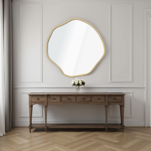 Oglinda decorativa, Lumisfera, Bowed 40 x 40, 40x40 cm, MDF, Auriu