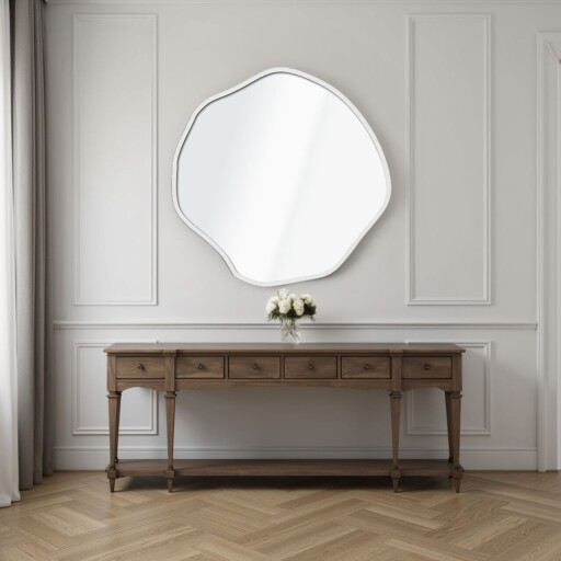 Oglinda decorativa, Lumisfera, Bowed 60 x 60, 60x60 cm, MDF, Alb