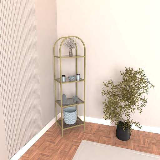 Bufet, Caliente, Mona-Gold 40, 175x30x40 cm, Sticla temperata, Auriu