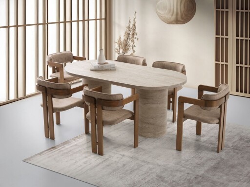 Masa, Nmobb, Hermes, 180x77x90 cm, PAL, Travertin