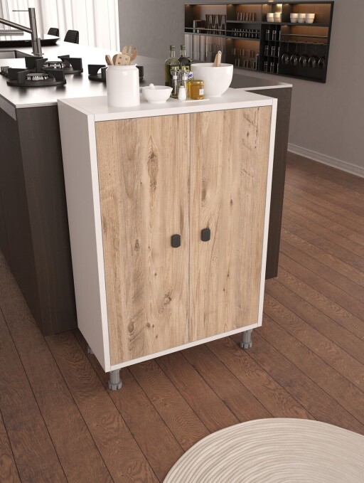 Dulap multifunctional, Estella, Melo, 59x91x30 cm, PAL, Pin Atlantic / Alb