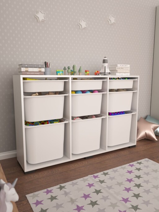 Dulap multifunctional, Estella, Bofi, 134x84x30 cm, PAL, Alb