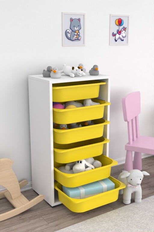 Dulap multifunctional, Estella, Bronz 6N, PAL, Alb / Galben