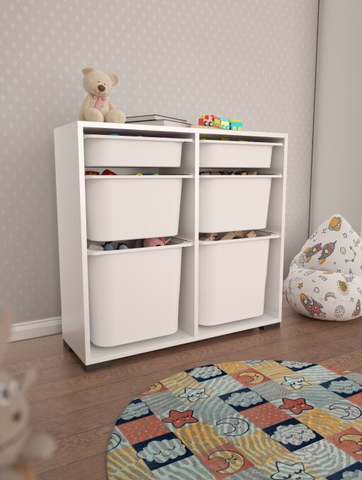 Dulap multifunctional, Estella, Carla, 90x84x30 cm, PAL, Alb