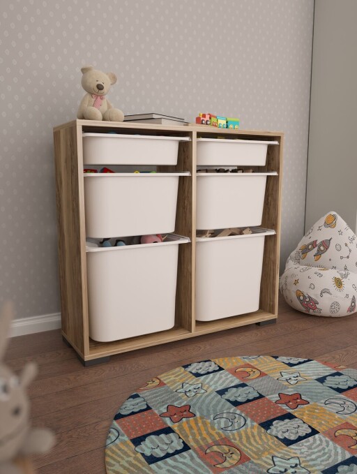 Dulap multifunctional, Estella, Carla, 90x84x30 cm, PAL, Nuc/Alb