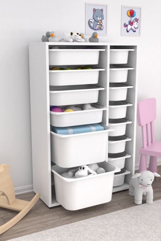 Dulap multifunctional, Estella, Rine 2D4K8U, PAL, Alb